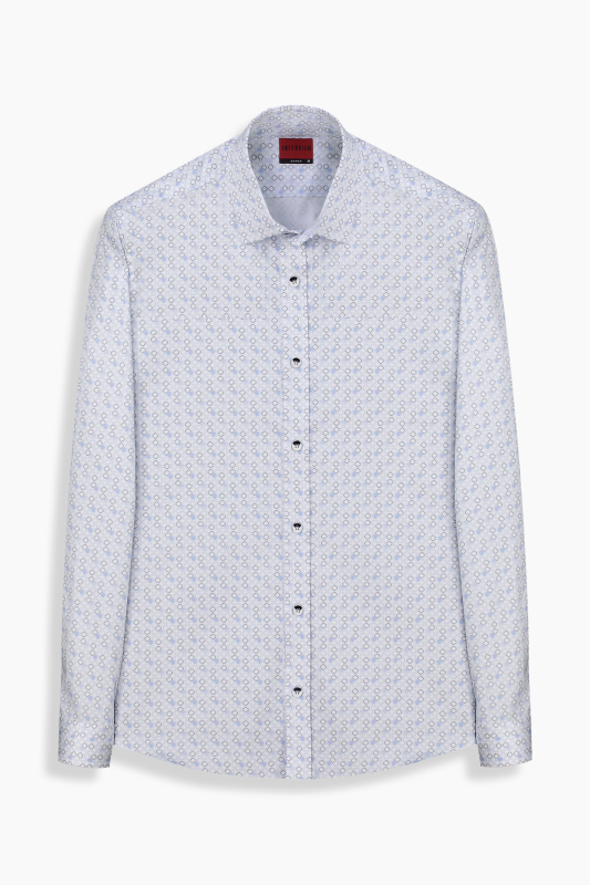 Sosa Uzun Kol Desenli Mavi Gömlek - INTERVIEW