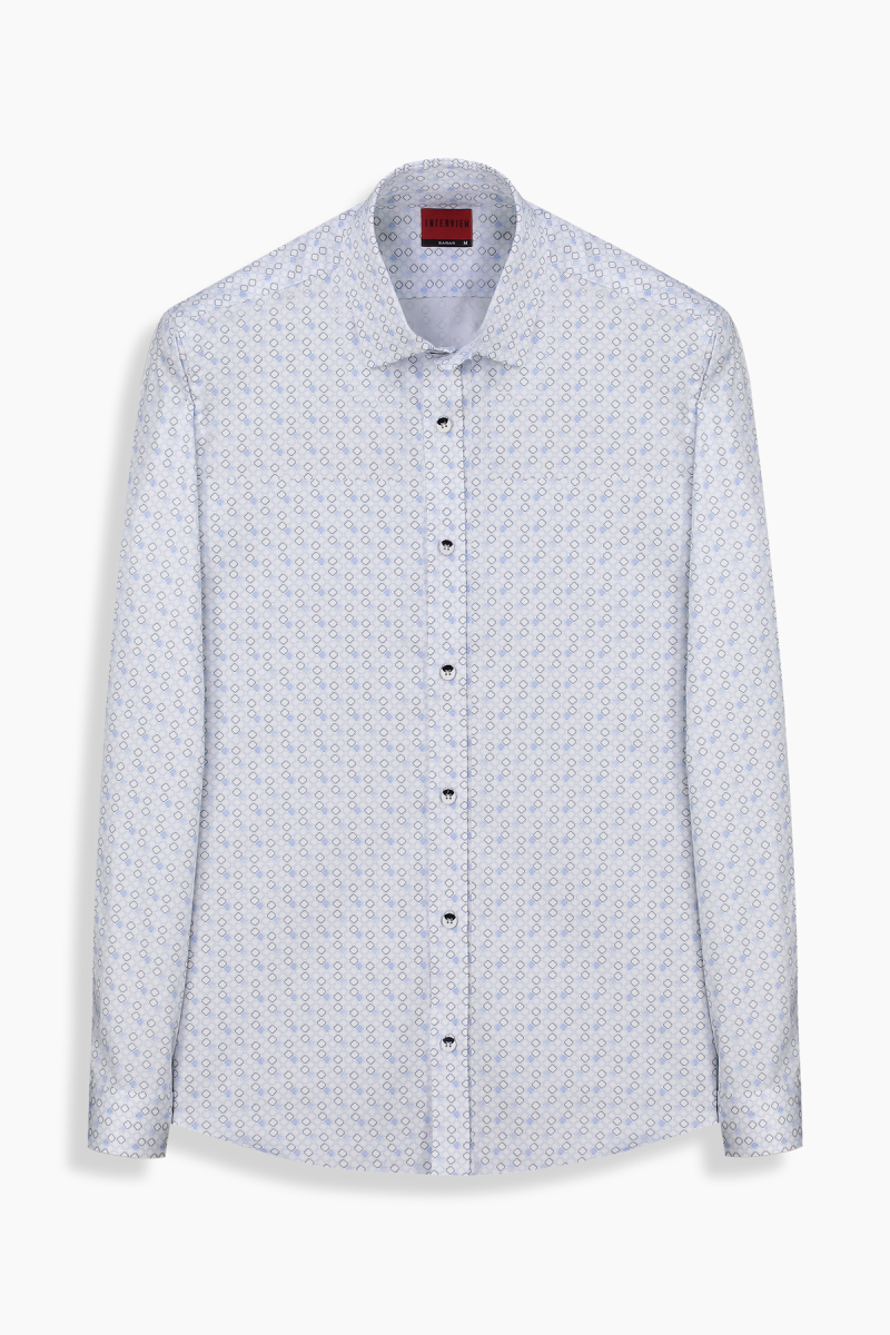 Sosa Uzun Kol Desenli Mavi Gömlek - 1