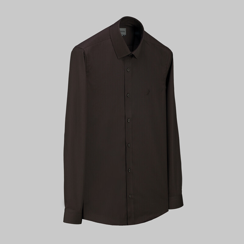 Sosa Uzun Kol Slim Kahverengi Gömlek - INTERVIEW