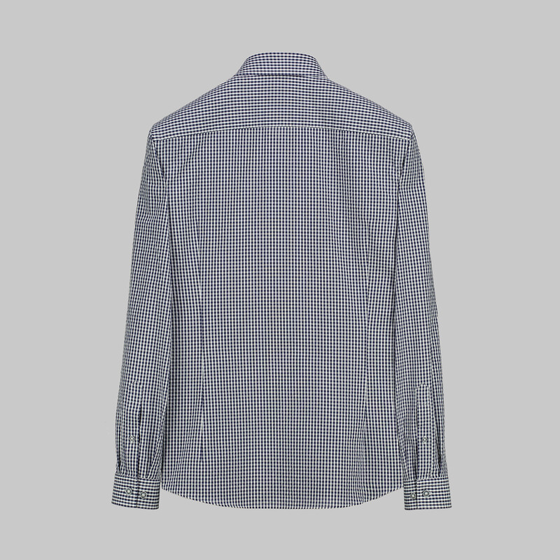 Sosa Uzun Kol Soho Kareli Lacivert Gömlek - INTERVIEW