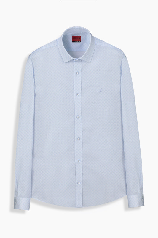 Sosa Uzun Kol Soho Baklava Desenli Mavi Gömlek - INTERVIEW