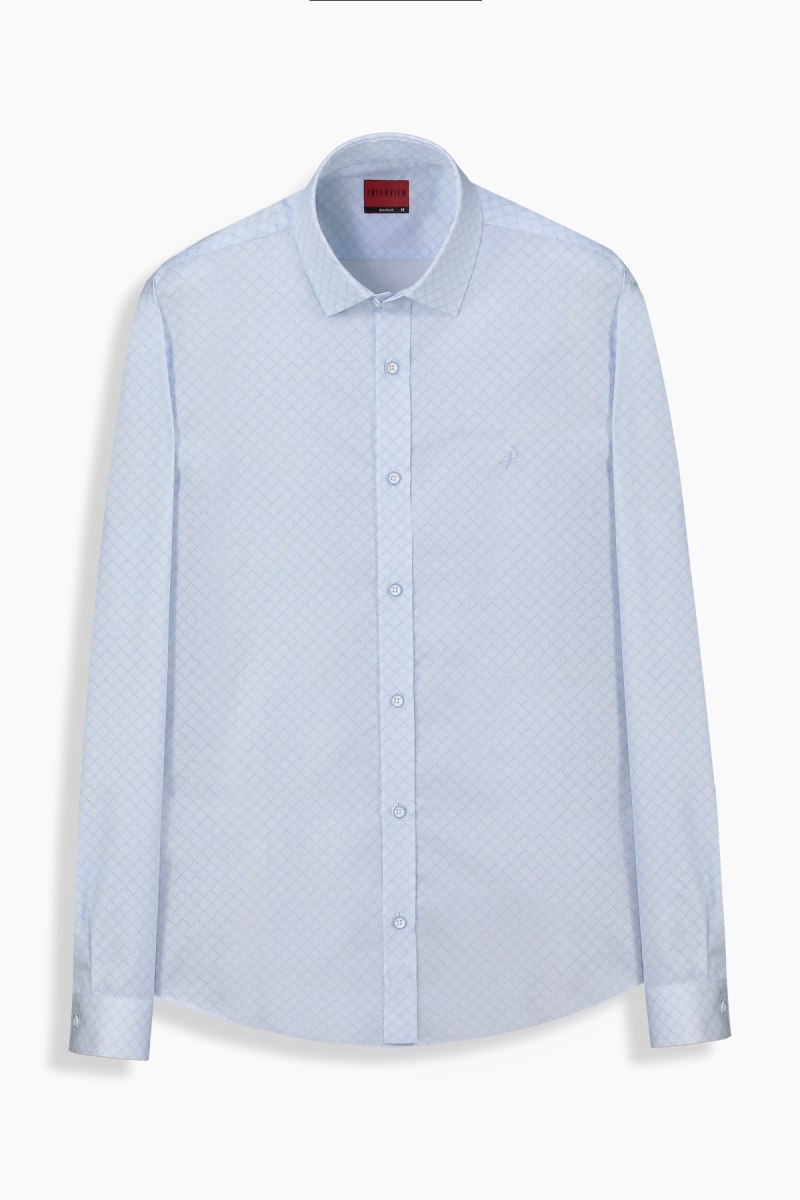 Sosa Uzun Kol Soho Baklava Desenli Mavi Gömlek - 1