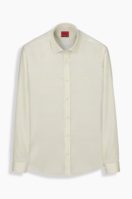 Sosa Uzun Kol Baklava Desenli Yeşil Gömlek - INTERVIEW