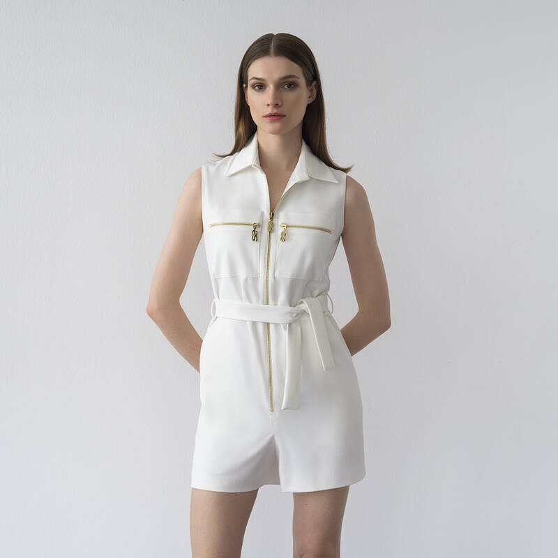 Suzette Beyaz Şort Tulum - 1