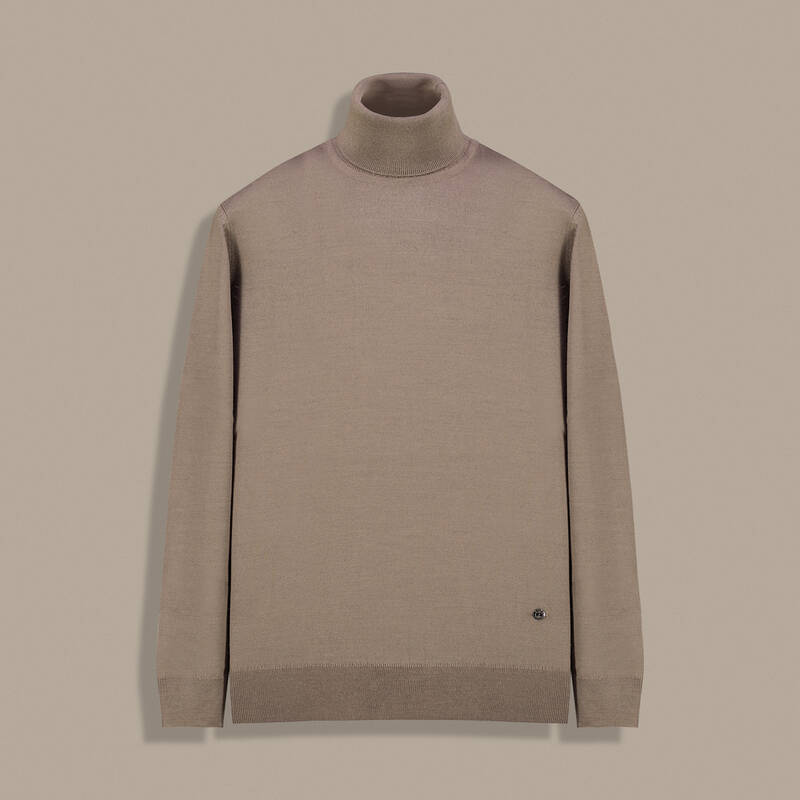 Tam Balıkçı Yaka Kahverengi Triko - 1