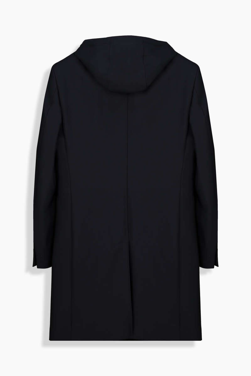 Tasty Ekstra Slim Açık Lacivert Kapüşonlu Pardösü - 2