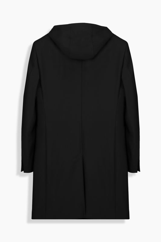 Tasty Ekstra Slim Siyah Kapüşonlu Pardösü - INTERVIEW