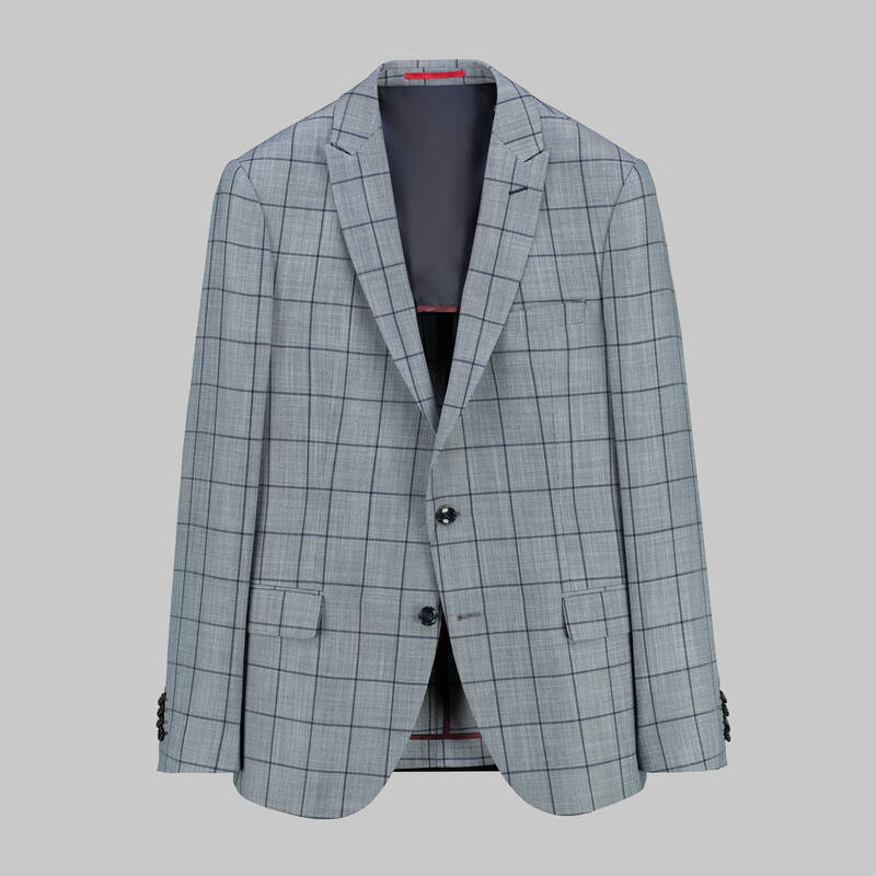 Ted Slim Fit Ekose Lacivert Ceket - 1