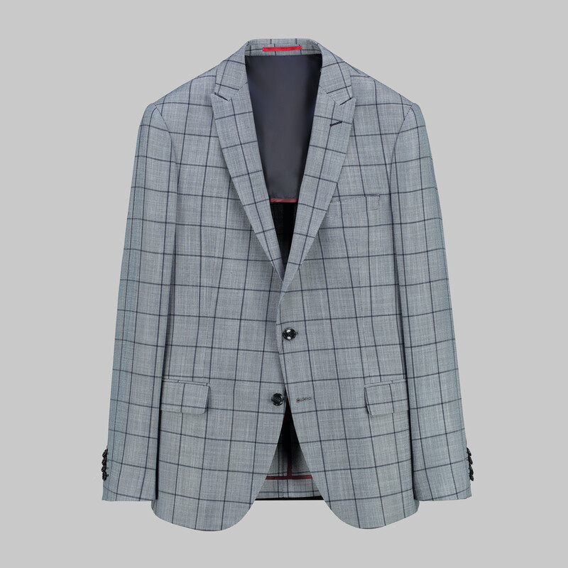 Ted Slim Fit Ekose Lacivert Ceket 