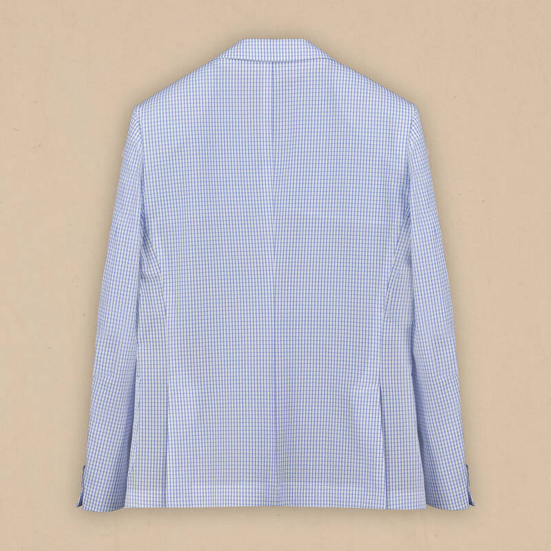 Ted Slim Fit Kareli Açık Mavi Ceket - 4