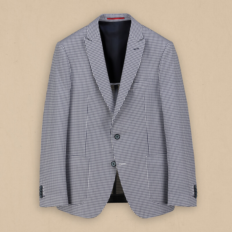 Ted Slim Fit Kareli Lacivert Ceket 