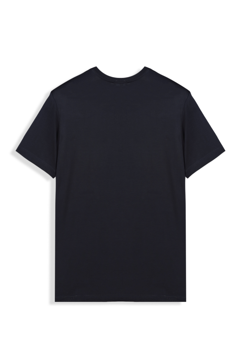 Tencel Dokulu Sıfır Yaka Lacivert Tişört - 2