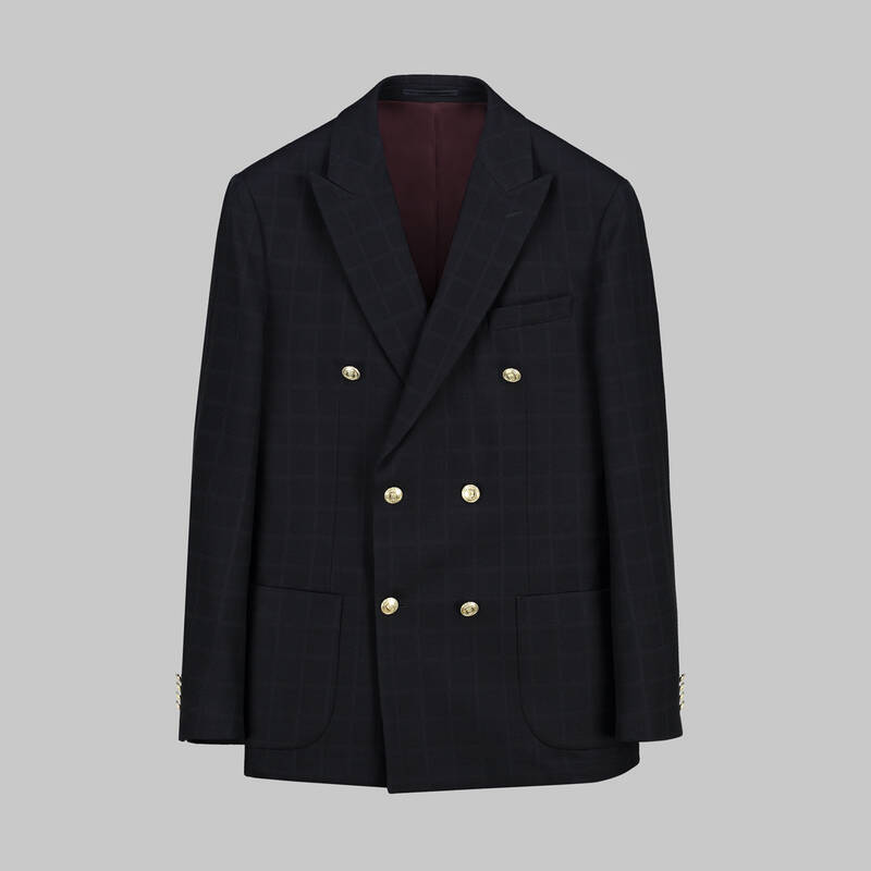 Thita Slim Fit Koyu Lacivert Kareli Ceket - 2