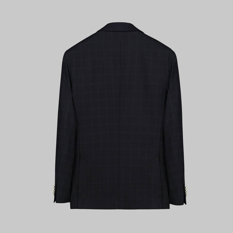 Thita Slim Fit Koyu Lacivert Kareli Ceket - 4
