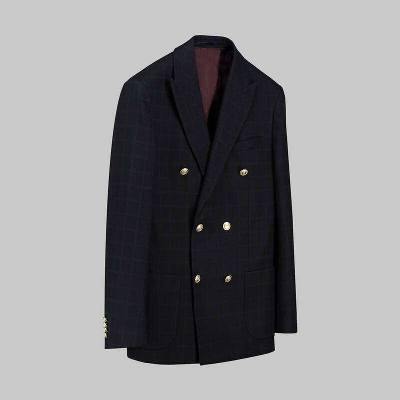 Thita Slim Fit Koyu Lacivert Kareli Ceket - 3