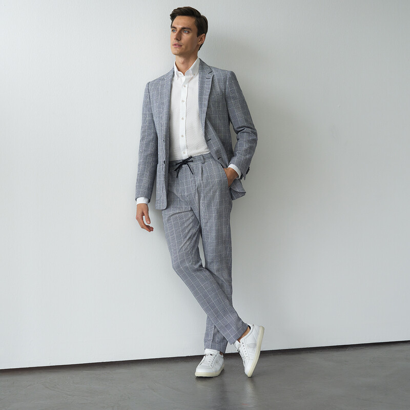 Thita Theo Slim Fit Lacivert Kareli Takım Elbise 