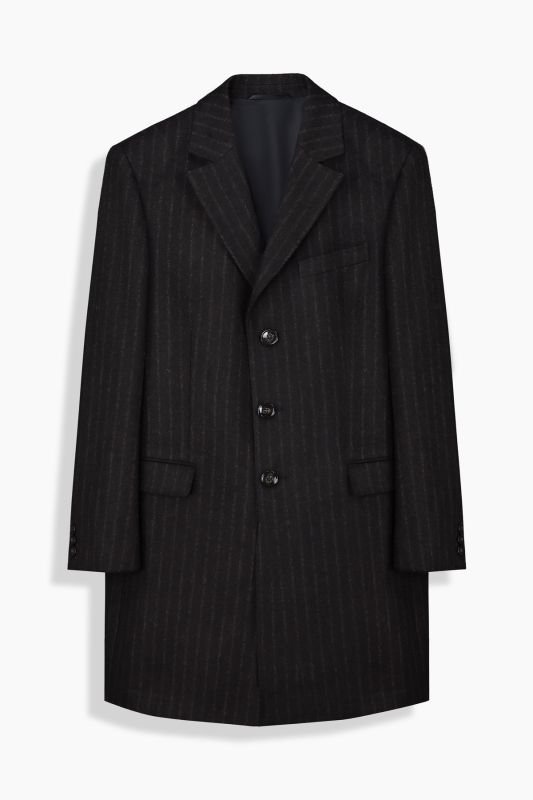 Tigre Slim Çizgili Kahverengi Palto 