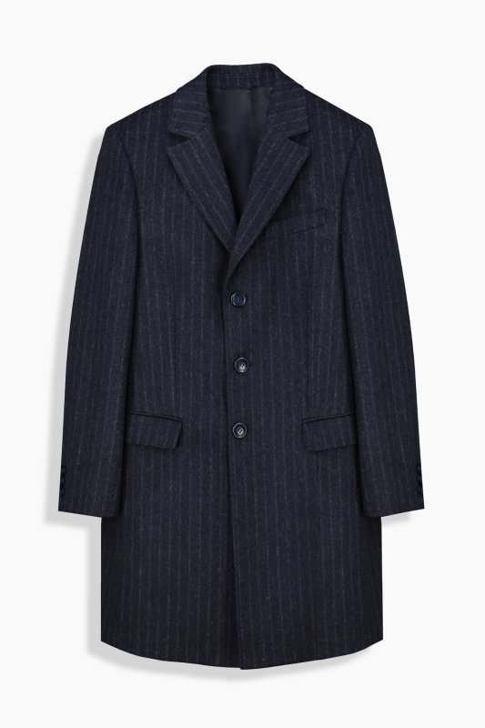Tigre Slim Çizgili Koyu Lacivert Palto 