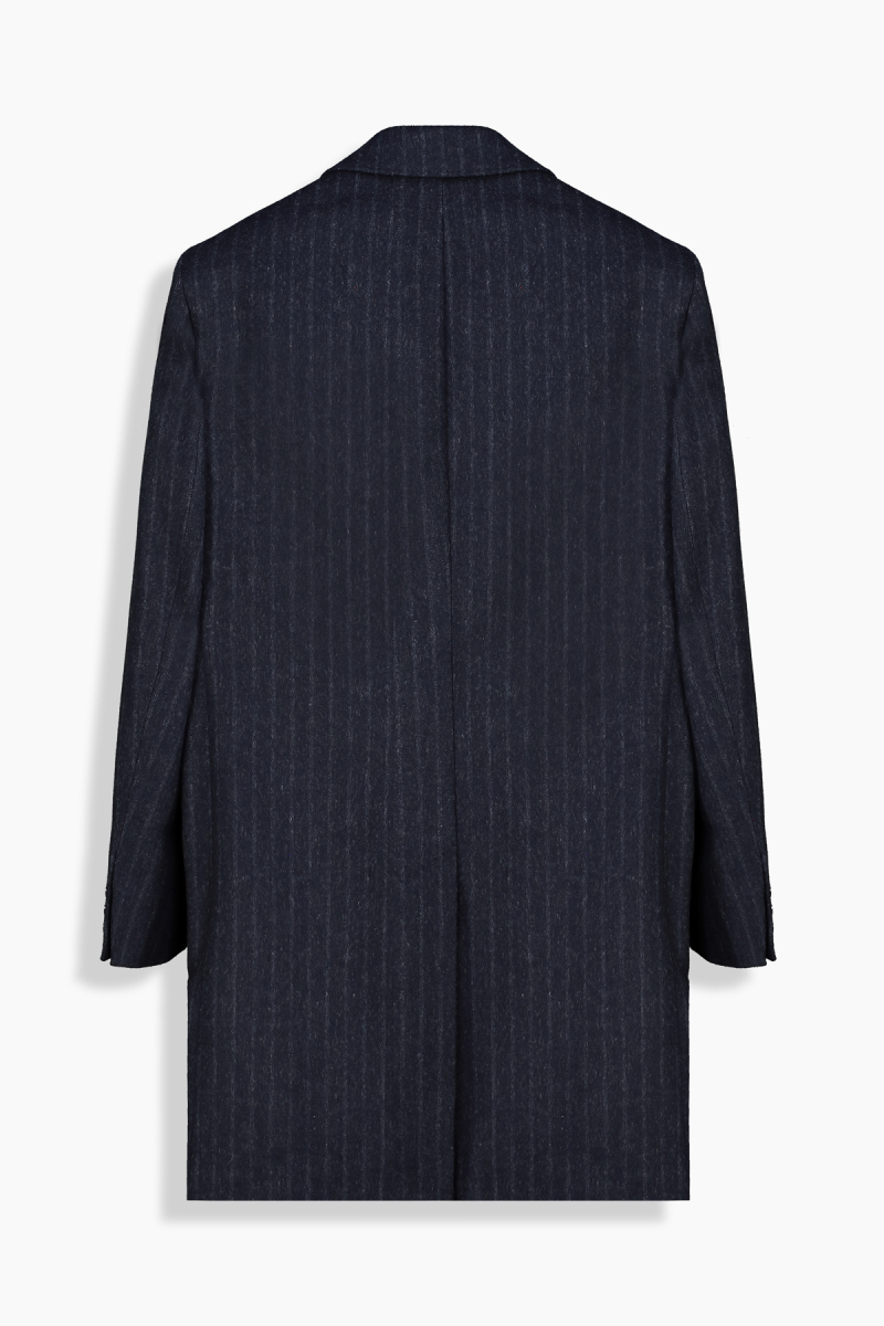 Tigre Slim Çizgili Koyu Lacivert Palto - 2