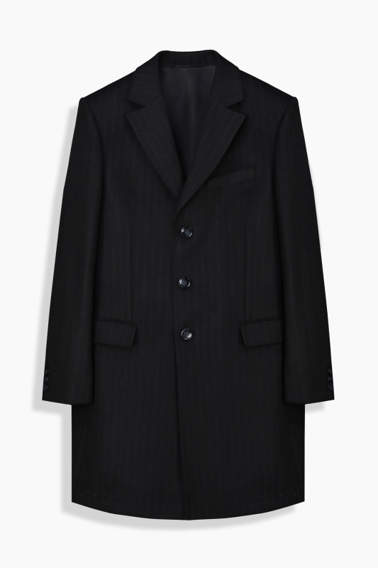 Tigre Slim Çizgili Siyah Palto - SARAR