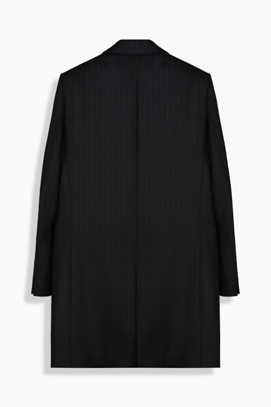 Tigre Slim Çizgili Siyah Palto - SARAR