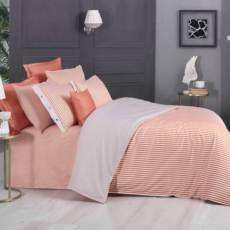 Tommy Saten Çift Kişilik Çizgili Nevresim Takımı - 2