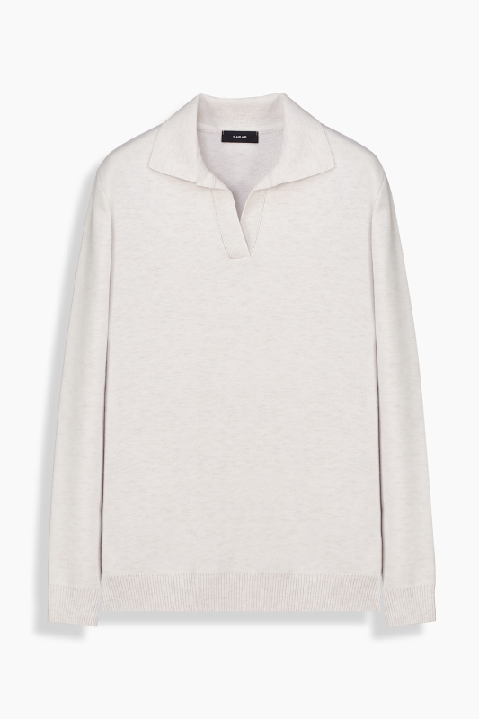 Trener Düğmesiz Polo Yaka Triko Sweatshirt 