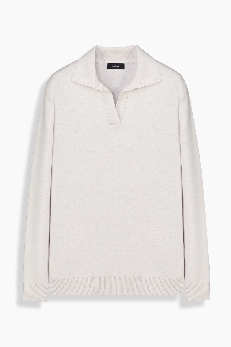 Trener Düğmesiz Polo Yaka Triko Sweatshirt - 1