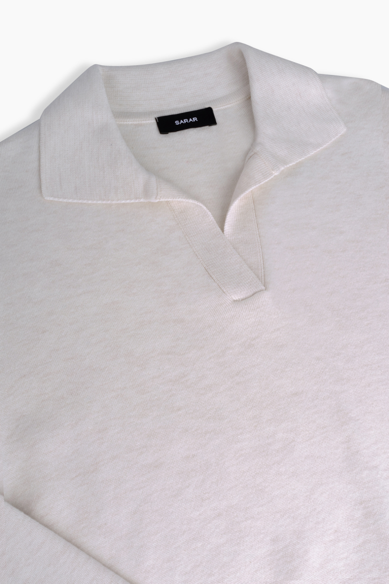 Trener Düğmesiz Polo Yaka Triko Sweatshirt - 3