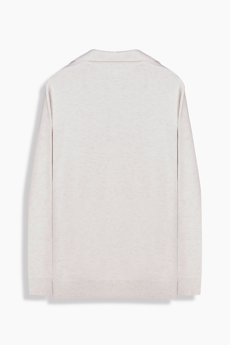 Trener Düğmesiz Polo Yaka Triko Sweatshirt - 3