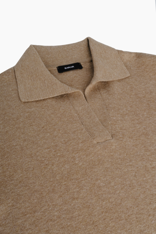 Trener Düğmesiz Polo Yaka Triko Sweatshirt - SARAR WOMAN