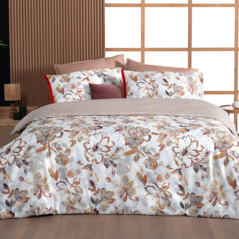 Uliana Saten Çift Kişilik Nevresim Takımı Somon - 2