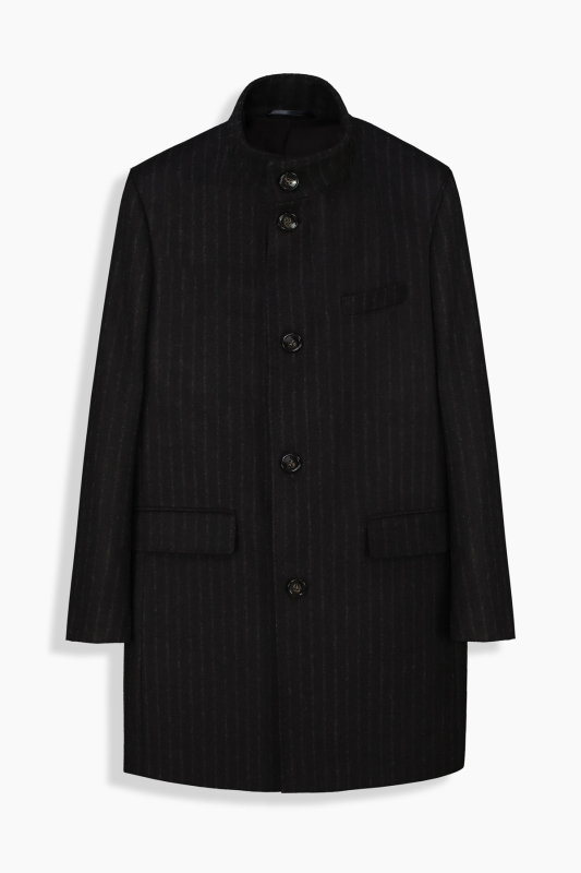 Unico Çizgili Kahverengi Palto - SARAR