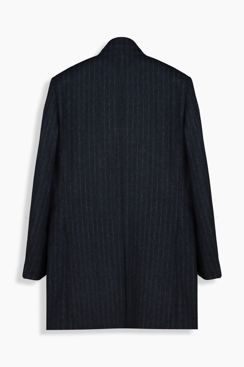 Unico Çizgili Koyu Lacivert Palto - 2