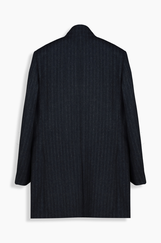 Unico Çizgili Koyu Lacivert Palto - SARAR