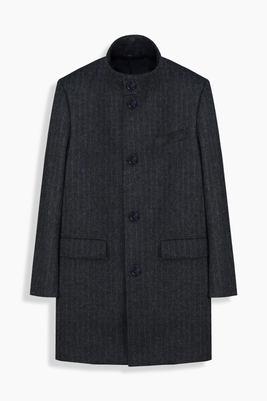 Unico Çizgili Lacivert Palto - SARAR