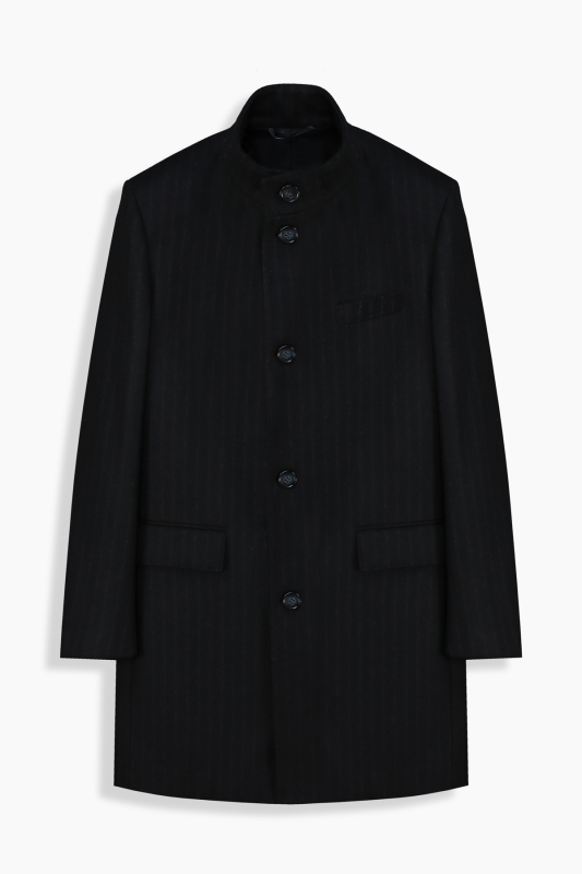 Unico Çizgili Siyah Palto 