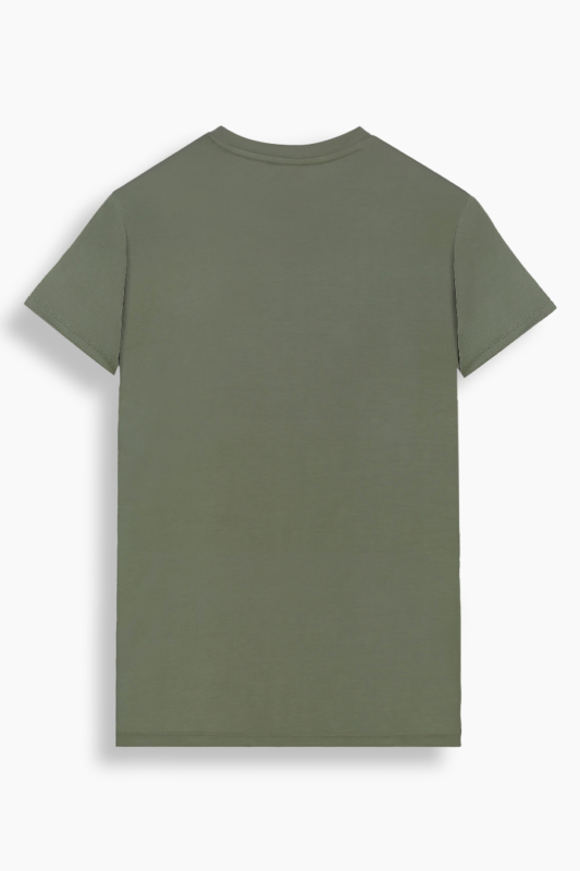 V Yaka Casual Haki Tişört - INTERVIEW