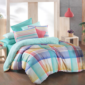 Vegas Fancy Poplin Mint Yeşil King Size Nevresim Takımı - SAREV