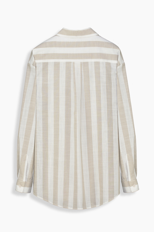 Vera Çizgili Bej Gömlek - SARAR WOMAN