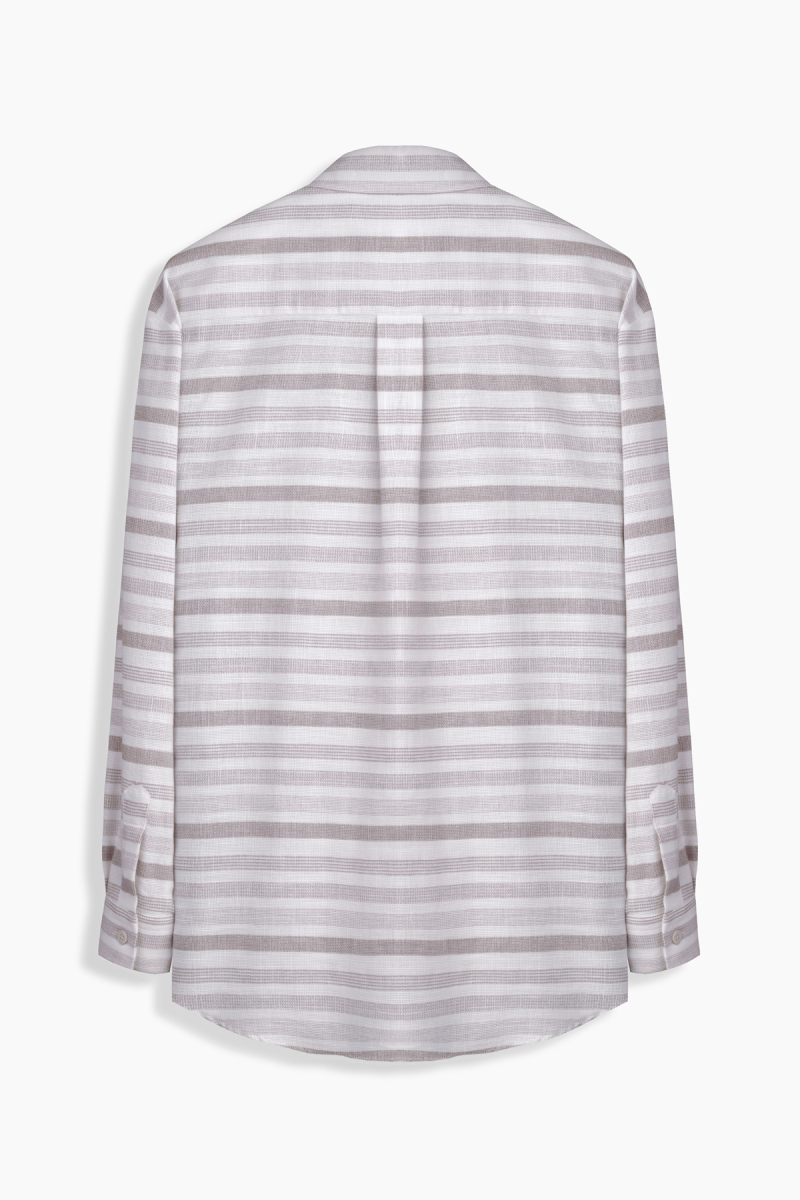 Vera Çizgili Kahverengi Gömlek - 2