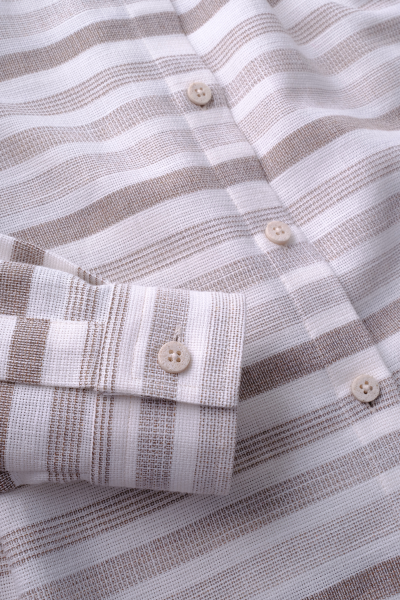 Vera Çizgili Kahverengi Gömlek - 4