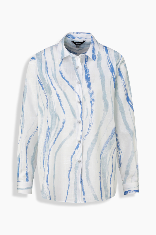 Vera Desenli Mavi Gömlek 