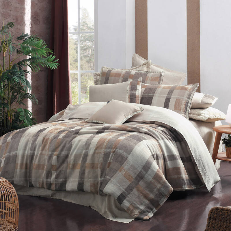 Vesta Keten King Size Bej Nevresim Takımı - 1