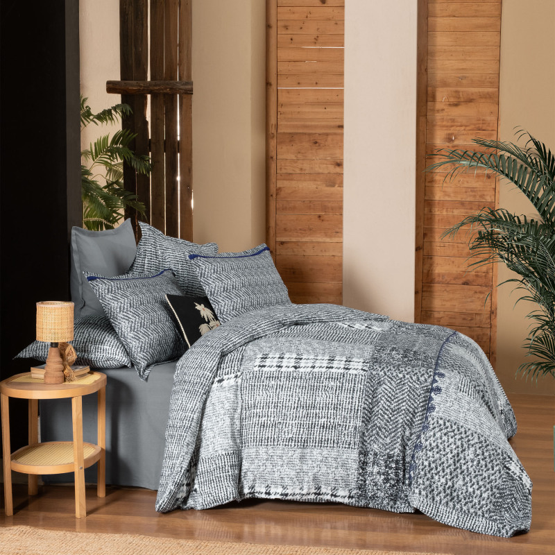 Vio Flanel Nevresim Takımı Çift Kişilik Gri - SAREV