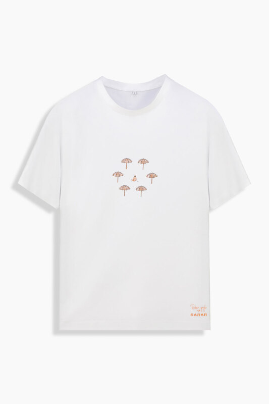 Vitus Şemsiye Desenli Beyaz Tişört - SARAR