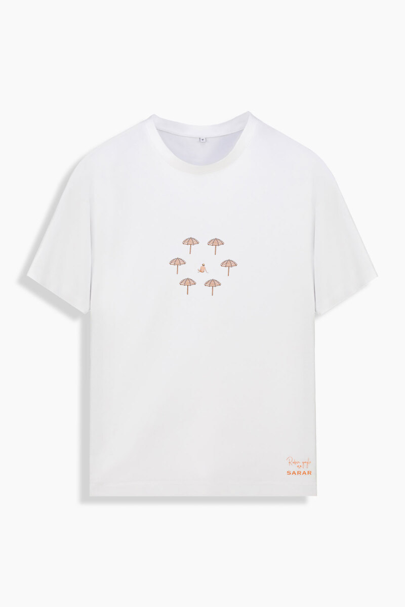 Vitus Şemsiye Desenli Beyaz Tişört - 1