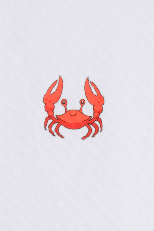 Vitus Yengeç Desenli Beyaz Tişört - SARAR