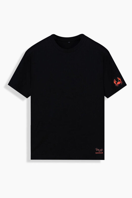 Vitus Yengeç Desenli Siyah Tişört - SARAR
