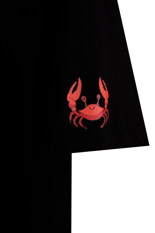 Vitus Yengeç Desenli Siyah Tişört - SARAR